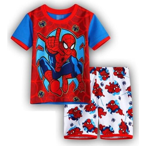 Summer Children Short-Sleeved Pajamas T-shirt Shorts Pajamas Sets Child Boy Girl Cartoon Pajamas Baby Sleepwear Suit