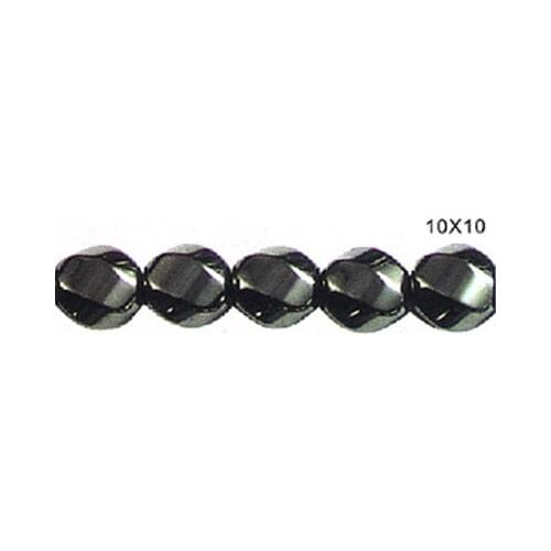 Magnetic Hematite Twist round beads 10x10 mm