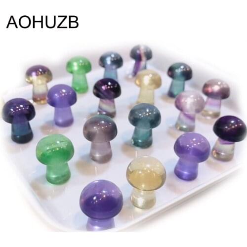 Natural Crystals Quartz High Quality Fluorite Mushroom Carving Energy Reiki Healing Room Home Office Decoration Gemstone