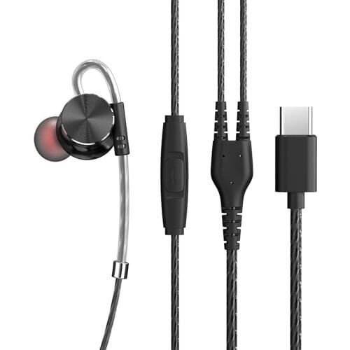 Newest QKZ DM10 3.5mm/Type-C In-ear Headphone Stereo Shocking Bass Sports Headset Magnetic Suction Line Control with Microphone