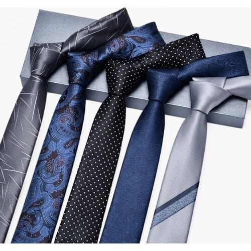 Brand New Fashion Business Tie For Men High Quality 6CM Skinny Necktie Work Party Wedding With Gift Box