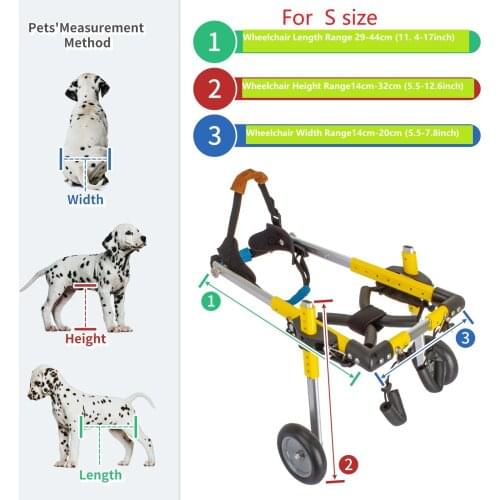 S size Upgrade Adjustable Lightweight Stainless Steel Pet/Dog Wheelchair Handicapped Hind Leg 2-Wheel Rear Dog Wheelchair
