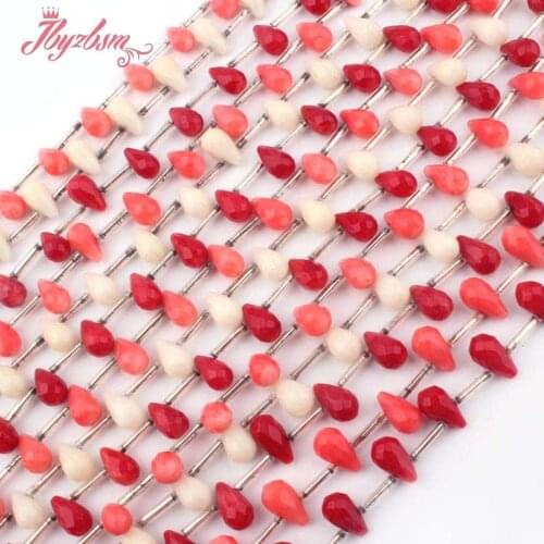 5x10mm Faceted Drop Coral Beads Natural Stone Beads For DIY Necklace Bracelets Earring Pandant Jewelry Making 15" Free Shipping