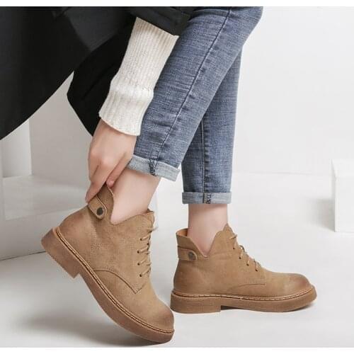 Autumn Winter Fur Warm Casual Shoes Belt Buckel Genuine Leather Snow Boots Ankle High Snow Boots Woman Thick Heelp туфли женские