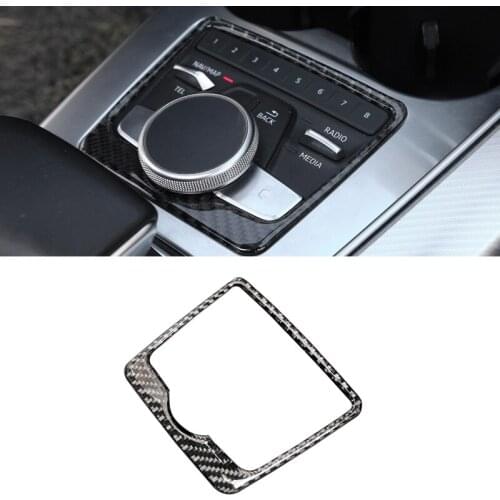 For Audi A4 B9 A4L 2017 2018 Carbon Fiber Car Center Gear Shift Control Panel Multimedia Display Frame Cover Trim