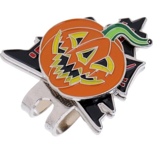 Sturdy Halloween Pumpkin Magnetized Hat Cap Visor Clip-on Golf Ball Marker