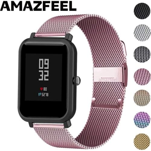Watch Strap For Amazfit Bip Bracelet Metal Milanese Wristband For Xiaomi Huami Amazfit Bip S Lite GTS GTR 47 Pace Wrist Band