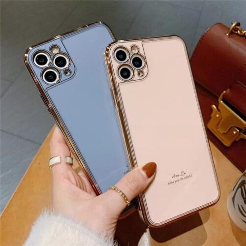 Luxury Electroplated Solid Color Phone Case For iPhone 12 11 Pro Max XR XS X XS Max 7 8 Plus SE 20 Letter Lens Protective Cover