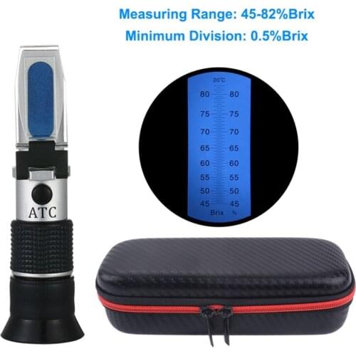 Hand Held Brix Meter Refractometer 45-82% honey sugar refractometer Minimum Division 0.5%Brix ATC Refractometer