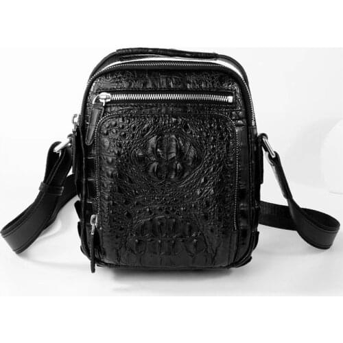 Exotic True Crocodile Skin Mens Small Mini Handbag Cross Shoulder Bag Genuine Real Alligator Leather Male Casual Messenger Bag