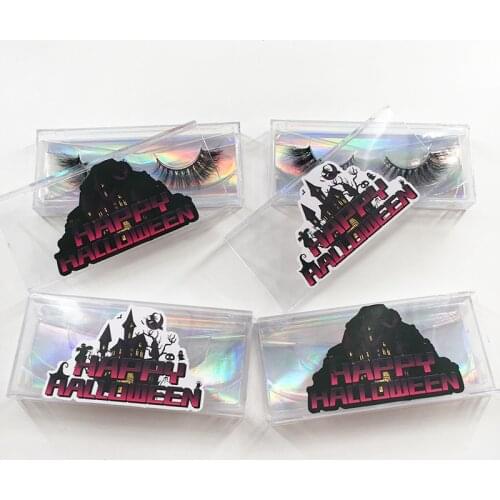 Halloween Lash Packaging Blue Eyelash Box Custom Logo Sticker Empty Case without Mink Lashes