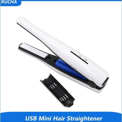 USB Mini Hair Straightener Ceramic Iron Li-ion Rechargeable Battery Portable Travel Hair Straights and Curles Hairdressing Tool