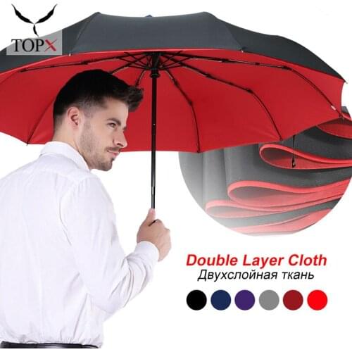 Windproof Automatic Double Umbrella Rain Women 3Fold Female Male 10 Bone Car Luxury Large Business Umbrellas Men Gift Parasol