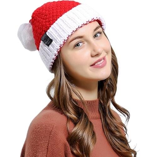 Adults Christmas Hat, Christmas Woolen Cap Earmuffs Hat Knit Cap for Women and Men