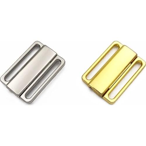 High Quality 30 Sets 20mm Nickel Free Bra Clip Swimwear Clickers Metal Silver Front Closure Replacement