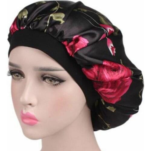 Women Wide Band Satin Bonnet Soft Satin Night Sleep Hat Hair Cap Ladies Turban