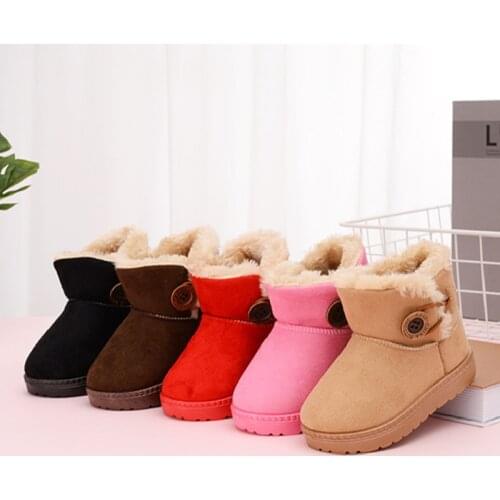 Snow Boots Flock Leather 2020 Ankle Boots For Girls Boys Winter Warm Childrens Shoes Plush Fur Botas Kids