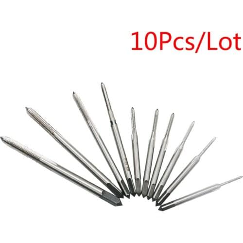 ZtDpLsd 10Pcs High Speed Steel Metric Machine Plug Thread Screw Tap Tool Straight Groove Bearing Mini Flute Hand Taps