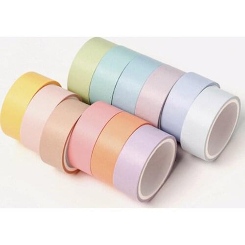 12Pcs/box Kawaii Macaron Solid Color Washi Tape Set Creative DIY Decorative Adhesive Masking Tape Sticker Scrapbooking Supplies