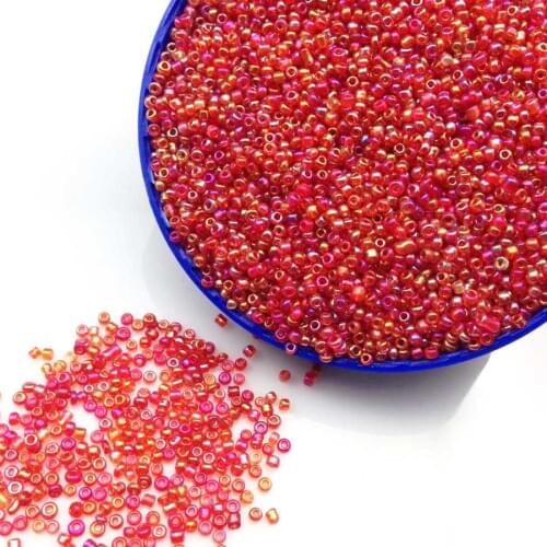 16g 1000X 2mm 12/0 AB Red Colorful Round Transparent Loose Spacer Beads Cezch Glass Seed Beads Handmade Jewelry DIY Garment Bead