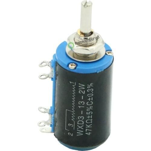 2pcs WXD3-13-2W WXD3-13 2W wirewound potentiometer 47K Ohm 10 turns linear rotary potentiometer