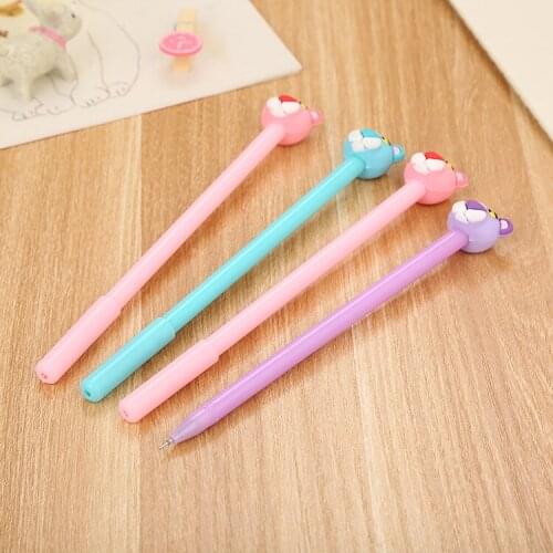 20 PCs Creative Student Gel Pen Cute Cartoon Learning Stationery Office Supplies Bear Water-Based Sign Pen Wholesale