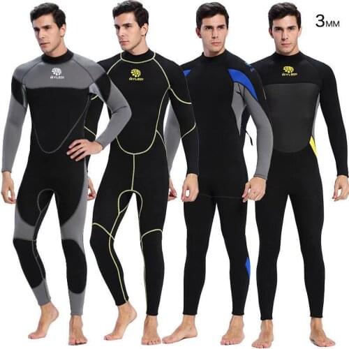 3MM Full-body Men Wetsuit Neoprene Surfing Swimming Diving Suit Triathlon Wet Suit for Cold Water Scuba Snorkeling Spearfishing
