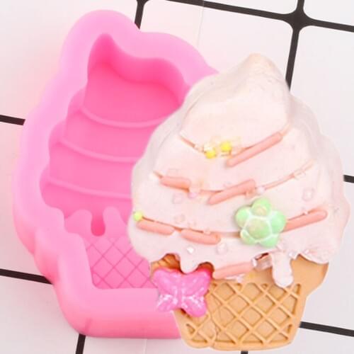 3D Ice Cream Cone Silicone Mold Fondant Chocolate Gumpaste Molds DIY Party Cake Decorating Tools Soap Polymer Clay Candy Moulds