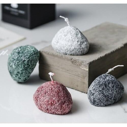 4Pcs Romantic Handmade Scented Candle Essential Oil Small Stone Shaped Aromatherapy Candle Natural Soy Wax Candles Home Decor