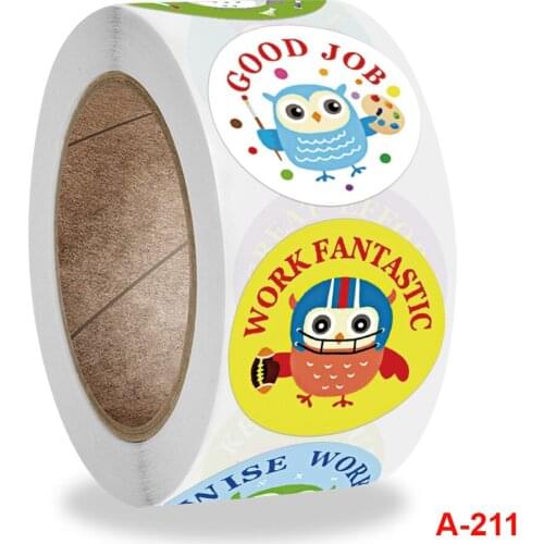 500pcs/roll Animals Cartoon Stickers for Kids Toys Sticker Various Cute Owl Designs Pattern School Teacher Reward Sticker