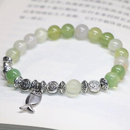 8mm natural green grape semi-precious stone carnelian onyx agat round beads bracelets hot sale jewelry making 7.5inch B2088