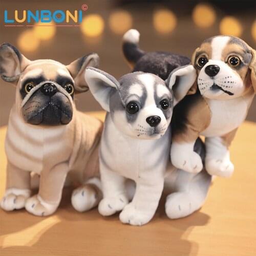 6 Kinds Simulation Dogs Plush Pug Toys Lifelike Husky Doll Soft Stuffed Animal Bulldog Plush Pillow Soft Cartoon Dolls Kids Gift