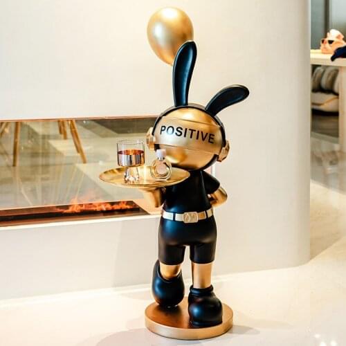 Optimistic Attitude Positive Balloon Rabbit Tray Living Room Large Floor Ornaments Home Decoration Housewarming Friends Gift