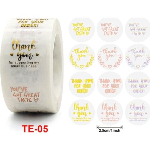 Bronzing Thank You Stickers Roll Colorful 500-Count Stickers Round for Wedding Birthday Party Holiday Celebration JR Deals