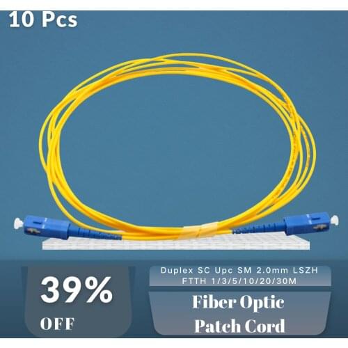 Duplex SC Upc Fiber Optic Patch Cord 10PCS 1/3/5/10/20/30M Single Mode 2.0mm LSZH Jacket FTTH Jumper Cable