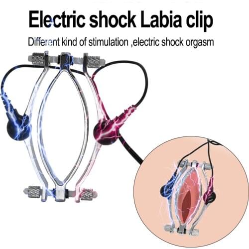 Electric Shock Labia Clip G-Spot Clitoris Stimulator Women Torture Bondage Vagina Speculum Pussy Massage Clamp Medical Sex Tools