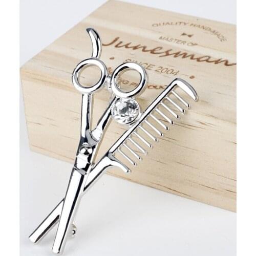 3 Color Enamel Jewelry Barber Shop Hair Dresser Tools Scissors Shears Broochs Accessories Brooches Pins Party Gift For Men Women