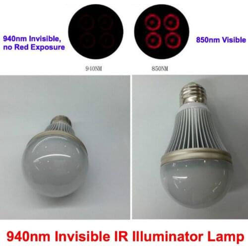 Lihmsek IR Night Vision 940nm Infrared LED Light Bulb Lamp IR Illuminator CCTV Fill Light Day Night Bulb light