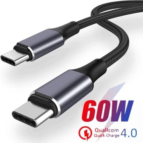 USB Type C To USB C 60W PD Quick Charging Cable QC4.0 Type C Fast Charger For Huawei P40 Samsung S10 S20 Macbook Pro
