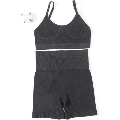 Women Seamless Bra Panties Set High Waist Short Active Wear Sexy Lingerie Fitness Shorts Crop Top Sport Bra Tops Underwear Set