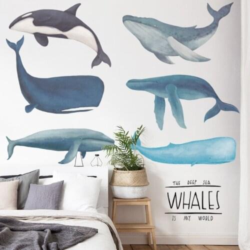 Creative Large Blue Whale Wall Stickers Boy Girl Room Decor Aesthetic Teenager Room Decoration Home Living Room Bedroom Art