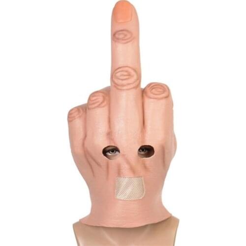Middle Finger Halloween Mask Funny Latex Middle Finger Spoof Despise Vertical Mask Halloween Party Masque Bar Cosplay Props