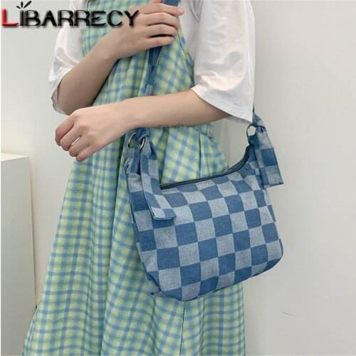 Fashion Check Pattern Design Ladies Shoulder Bag Summer New Style Womens Student Bag High Quality Canvas Women Messenger Bags