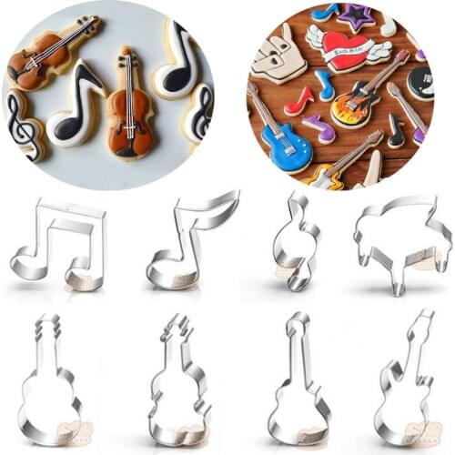 Music notes Piano guitar violin metal cookie cutter party Biscuit mold die cut fondant cake decorating Pastry decor bread mould