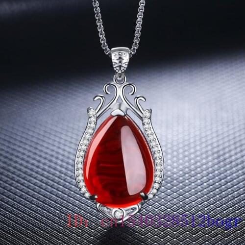 Jade Water droplet Pendant Natural Women Gifts Chinese Hetian Charm Chalcedony Necklace Jewelry 925 Silver Fashion Amulet