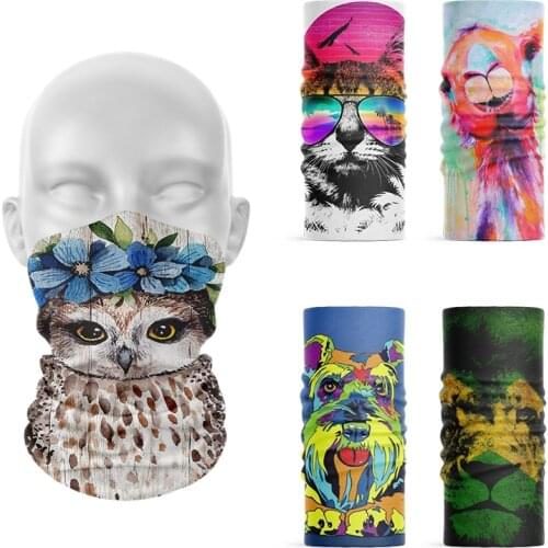 New Creative Design Animal Oil Painting Women Scarf 3D Art Bandana Microfiber Seamless Tube Magic Sports Dust-Proof Hijab Scarf