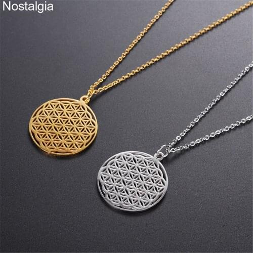 Nostalgia Stainless Steel Flower Of Life Necklace Gold Jewelery Supernatural Sacred Geometry Men Neckless Women Egyptian Jewelry
