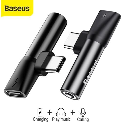 Baseus 2 in 1 Usb Type C Converter To 3.5mm Aux Jack Audio Adapter for Xiaomi Mi9 for Huawei Mate 20 P30 Pro USB Adapter