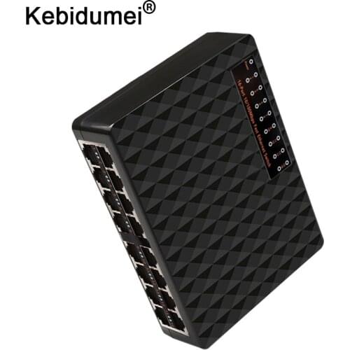 Kebidumei 16 Ports Fast Ethernet LAN RJ45 Vlan Network Switch Switcher 10/100Mbps Hub for Desktop PC with EU/US Adapter