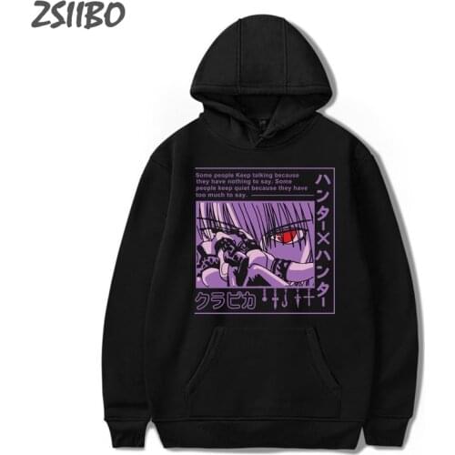 Streetwear Mens Hoodies Unisex Kurapika Hunter X Hunter Harajuku Anime Killua Zoldyck Print Hoodie Male Sweatshirt Coat Casual